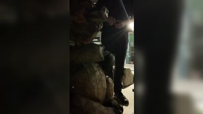 Peeing on this Pig Statue Wood Carving thing Outside a Building - Freaky Weird Public Pee Fetish!