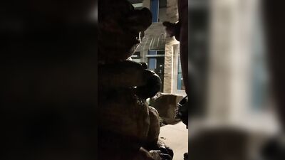 Peeing on this Pig Statue Wood Carving thing Outside a Building - Freaky Weird Public Pee Fetish!