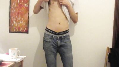 college boy strips for you and shows off cock