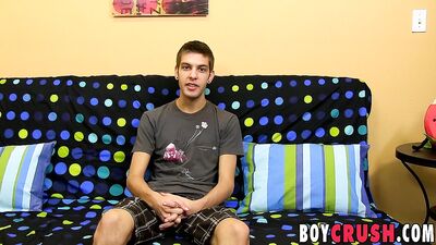 Young twink Max Morgan interview before masturbation cumshot
