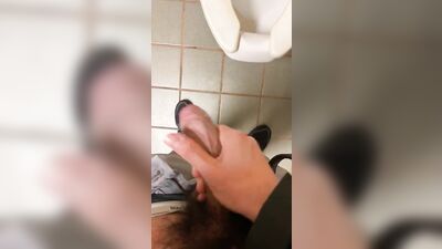 Me jerking off at public restroom stall and making a mess