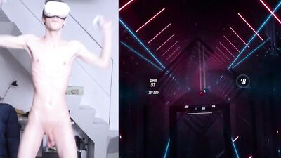 playing beat saber naked