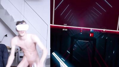 playing beat saber naked