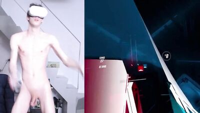 playing beat saber naked