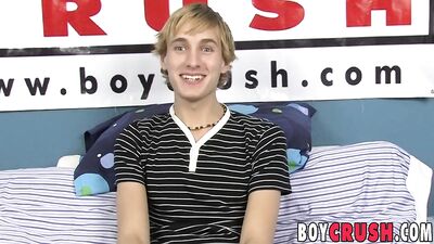 Blond twink dildo fucking himself during solo masturbation