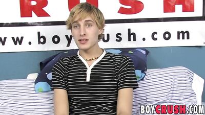 Blond twink dildo fucking himself during solo masturbation