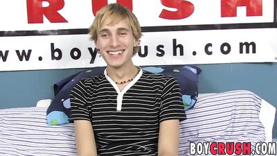 Blond twink dildo fucking himself during solo masturbation