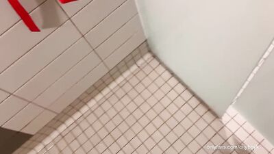 Daddy follows me into the showers at the gym for some fun