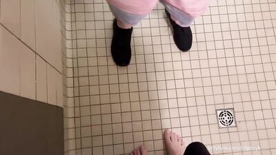 Daddy follows me into the showers at the gym for some fun