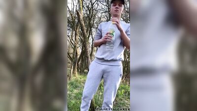 Blonde twinkk James Yalch gets caught outside wanking. (Trailer)