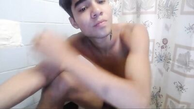 Gay Porn Latino Boy Cumming and Showering
