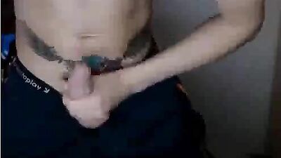 Blond Hunk Cum Shot: Young and Tattooed Muscle God Webcam Show