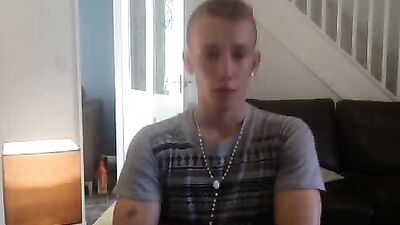 Blond Muscle God Masturbates in His Room: Young Webcam Cumshot!