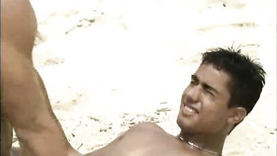 Two Hot Latino Guys Have Fun in the Sand - Action Cum Shots