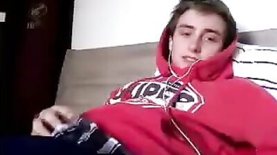 Red Sweatshirt Teen Cumming Solo - Young and Sexy!