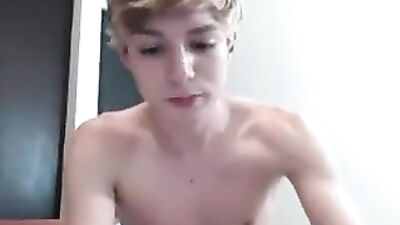 Blonde Boy Plays with Blue Dildo - Sexy Cum Shots and Handjobs