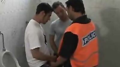 Double-Stuffed by Two Twinks in Public