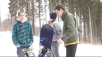 Gay Porn Adventure: From the Slopes to Group Bareback Action