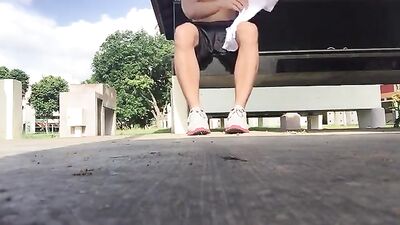 College Stud Dare: Public Handjob Outside Cumshots