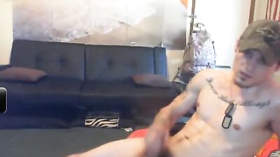 Straight Okie Boy Web-Cam Cumshot - Jerks Off and Cums!