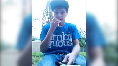 Cocky Skateboarder Jerks Off in the Garden - Big Dick Amateur Handjob!