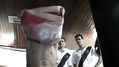Gay Locker Room Gangbang: Double Penetration!