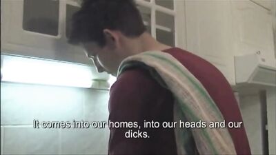 Bareback Twink Threesome: Randy Lads in the Kitchen